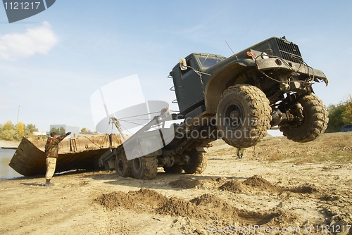 Image of Disassembly of pontoon bridge