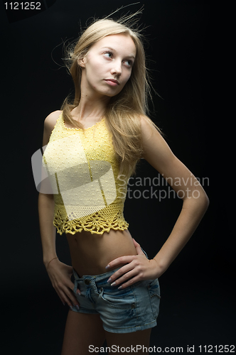 Image of Girl at black background