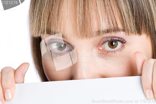 Image of Girl behind white board