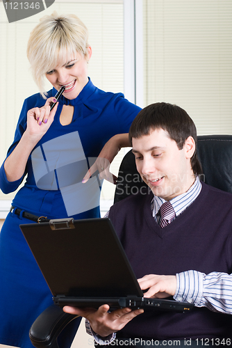 Image of Business team with laptop