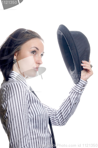 Image of Woman with tie and hat