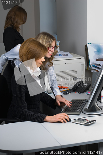 Image of Businesswoman and computer