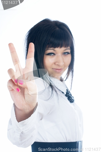 Image of Woman with victory sign