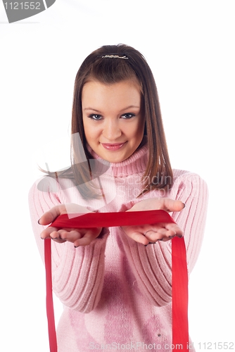 Image of Woman with red tape