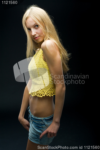 Image of Girl at black background