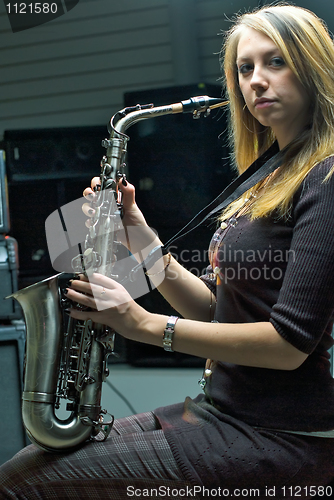 Image of Woman with saxophone
