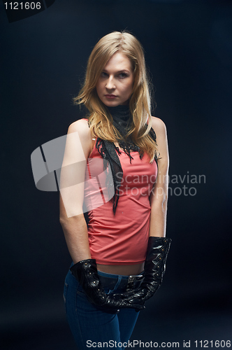 Image of The beautiful girl with black gloves