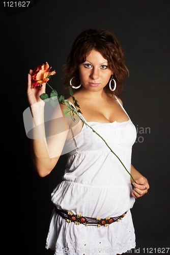 Image of Young Lady with red rose