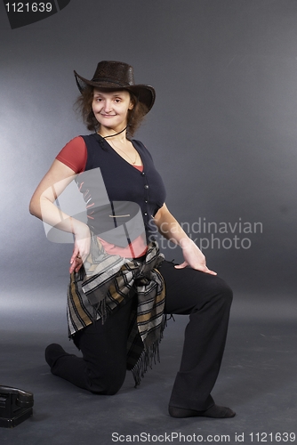 Image of Beautiful lady in a cowboy hat