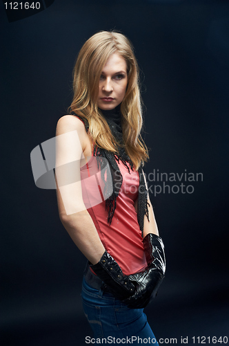 Image of The beautiful girl with black gloves