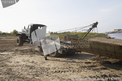 Image of Disassembly of pontoon bridge