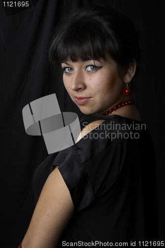 Image of Girl at black background