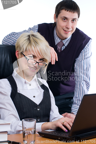 Image of Business team with laptop