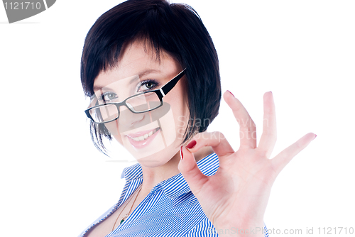 Image of Woman showing okay gesture