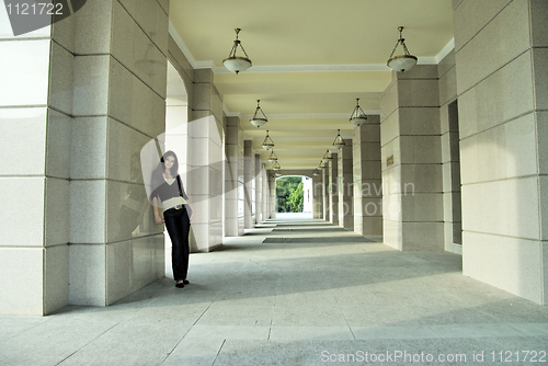 Image of Woman at city background