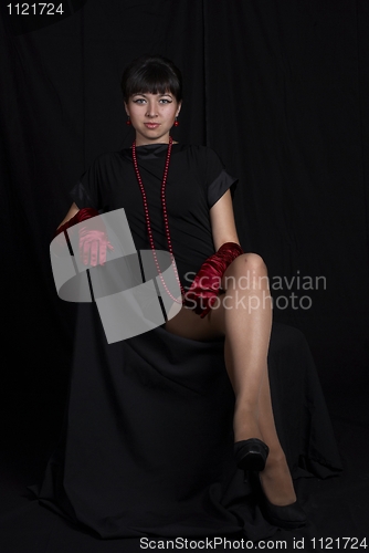 Image of Girl at black background
