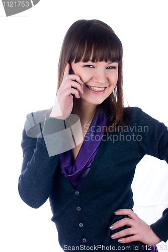 Image of Woman talking by mobile