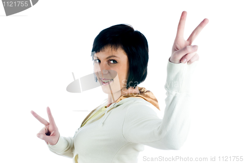Image of Girl with victory sign