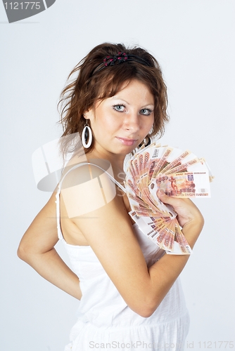 Image of Young Lady with money