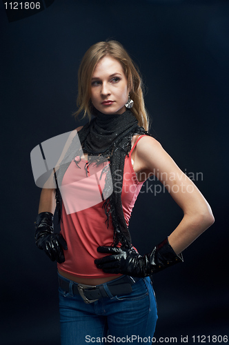Image of The beautiful girl with black gloves
