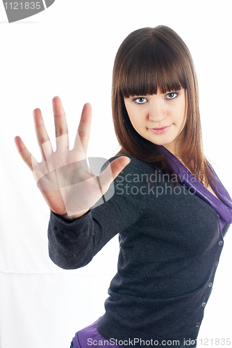 Image of Girl with stop gesture