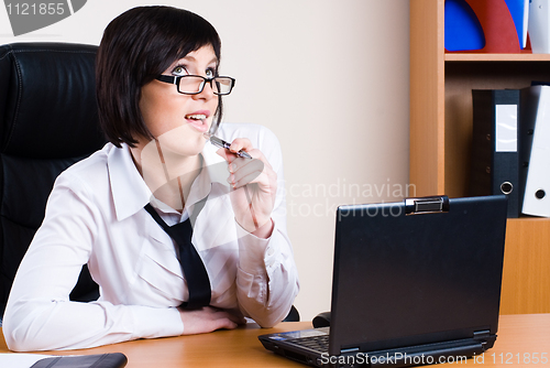 Image of Business woman with laptop
