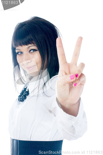 Image of Woman with victory sign