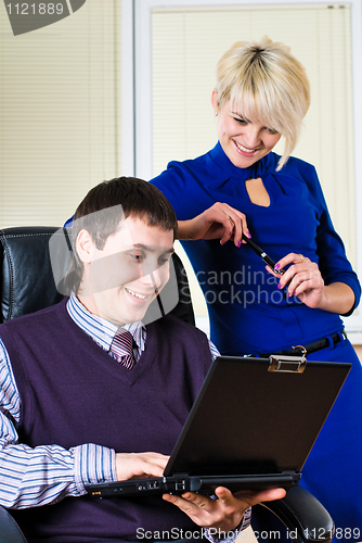 Image of Business team with laptop