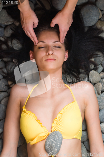 Image of Young woman in japanese spa