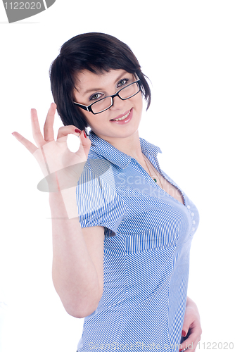 Image of Woman showing okay gesture