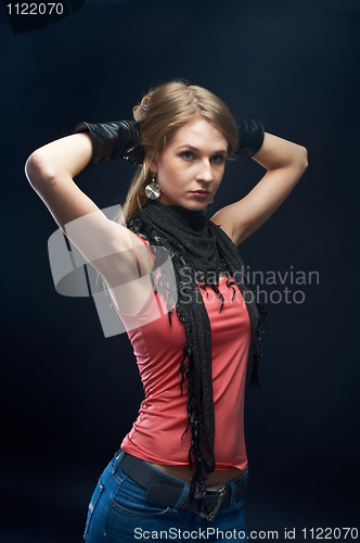 Image of The beautiful girl with black gloves