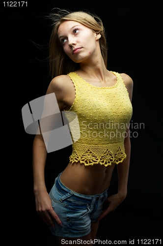 Image of Girl at black background