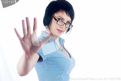 Image of Girl with stop gesture