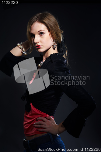 Image of The beautiful girl with black gloves