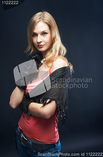 Image of The beautiful girl with black gloves