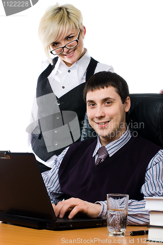 Image of Business team with laptop