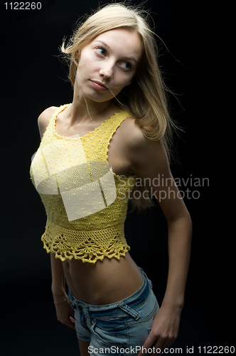 Image of Girl at black background