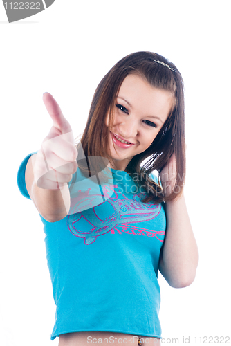 Image of Girl showing thumb up gesture