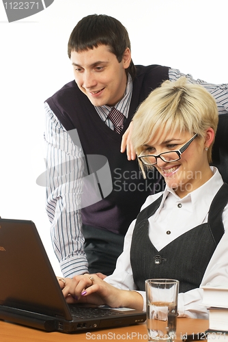 Image of Business team with laptop