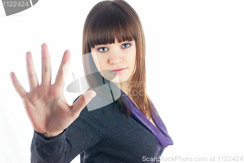 Image of Girl with stop gesture