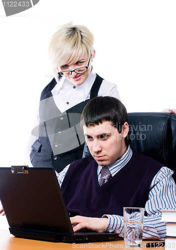 Image of Business team with laptop