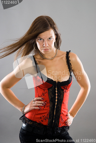 Image of Young woman in corset