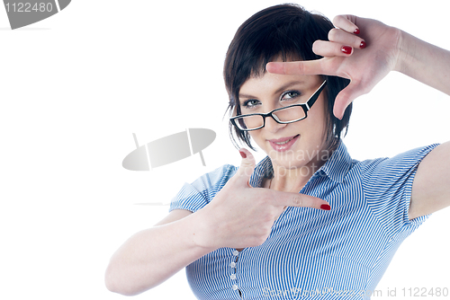 Image of Girl showing frame sign