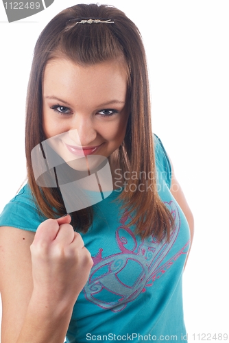 Image of Woman showing fists