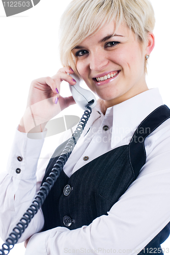 Image of Girl with wire phone