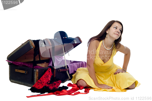 Image of Girl with suitcase