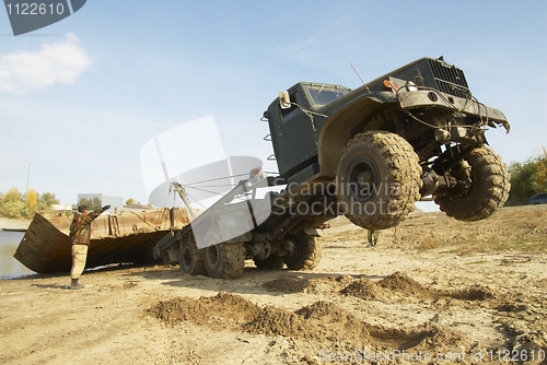 Image of Disassembly of pontoon bridge