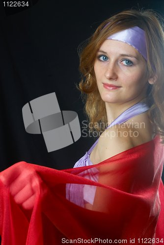 Image of Portrait of girl at black