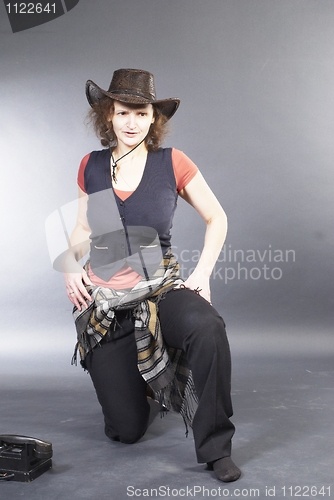 Image of Beautiful lady in a cowboy hat