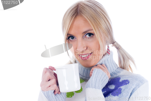 Image of Young woman with a cup